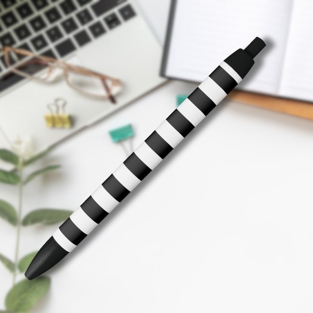 Stylo Noir Rayures noires et blanches vintage classique (Créateur téléchargé)