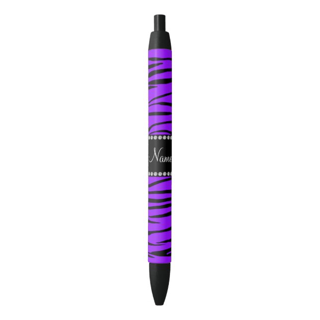 Stylo Noir Rayures pourpres foncées nommées personnalisées de (devant Vertical)