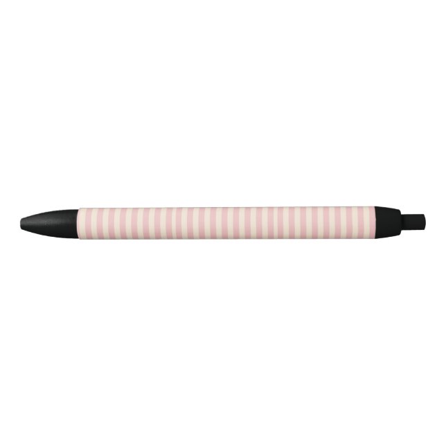 Stylo Noir Rayures Rose Bébé (Devant)