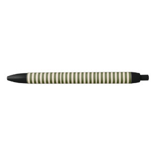 Stylo Noir Rayures vert armée
