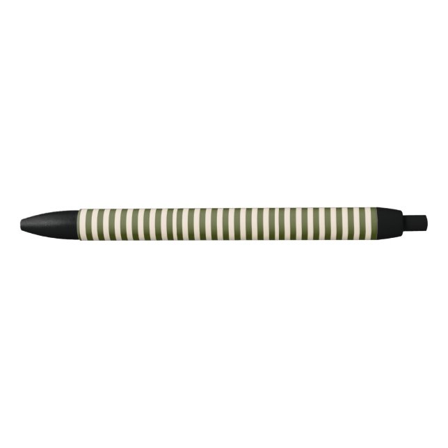 Stylo Noir Rayures vert armée (Devant)