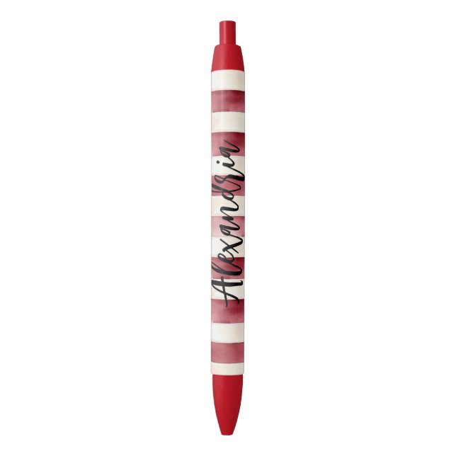 Stylo Noir Red Burgundy Cream Stripes Christmas (devant Vertical)