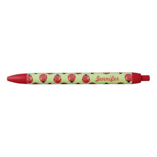 Stylo Noir Red Little Ladybugs Avec Nom Personnalisé