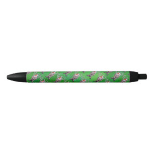 Stylo Noir Reindees Noël Sur Vert