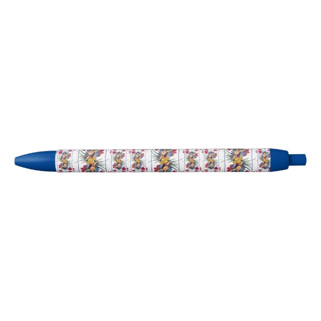 Stylo Noir Reine des Coeurs et des Fleurs (Devant)