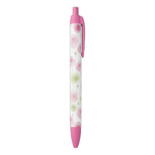 Stylo Noir Renoncule Florale Menthe Rose