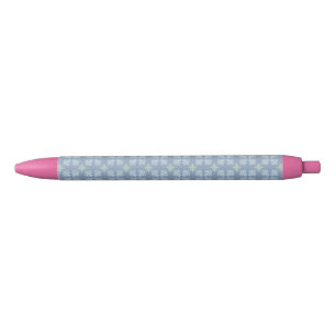 Stylo Noir Répétition abstraite florale bleu pastel