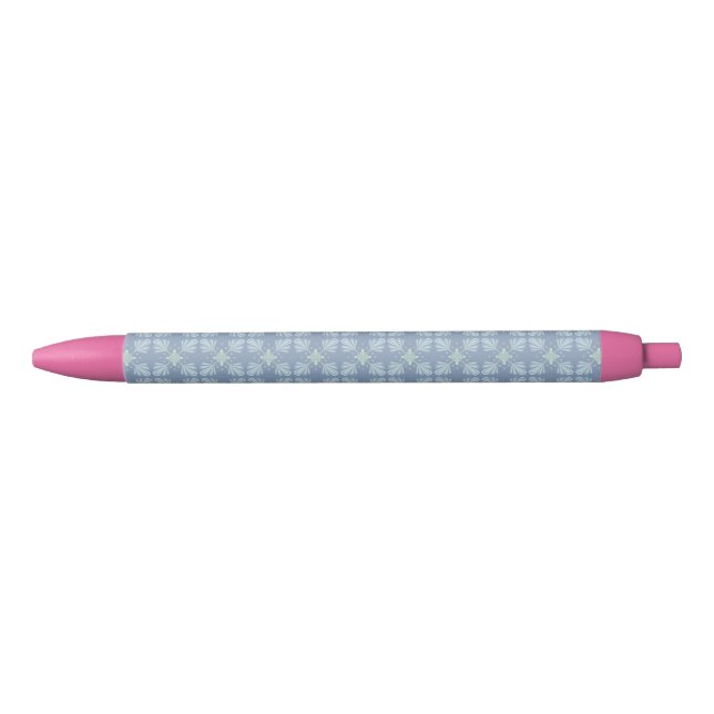Stylo Noir Répétition abstraite florale bleu pastel (Devant)