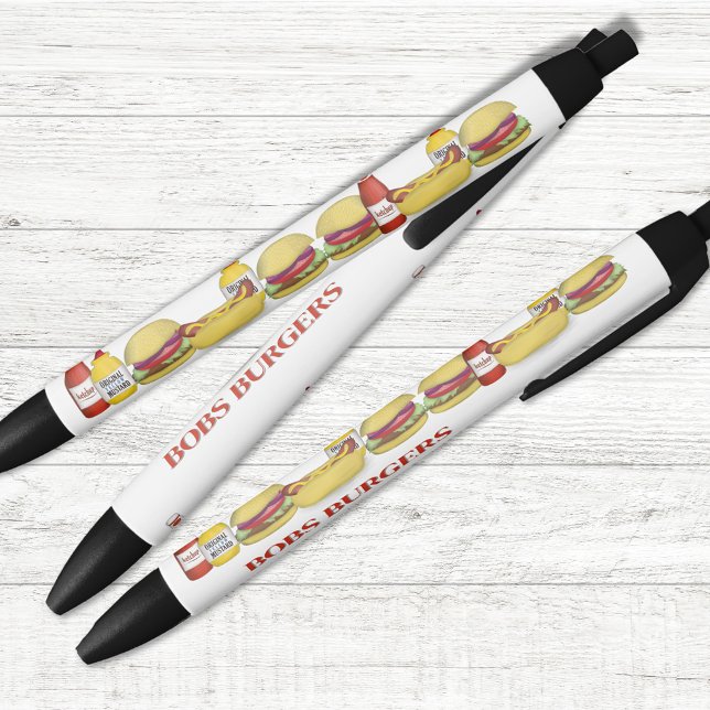 Stylo Noir Restaurant sur mesure d'affaires Hamburger (Business restaurant promotional pen with hamburgers and hotdogs)