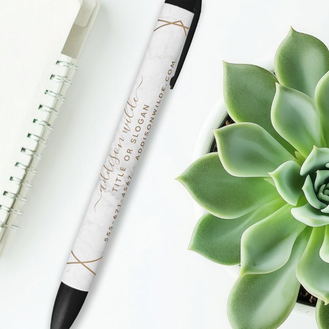 Stylo Noir Résumé Entreprise Abstrait Marbre Blanc Géométriqu (Créateur téléchargé)