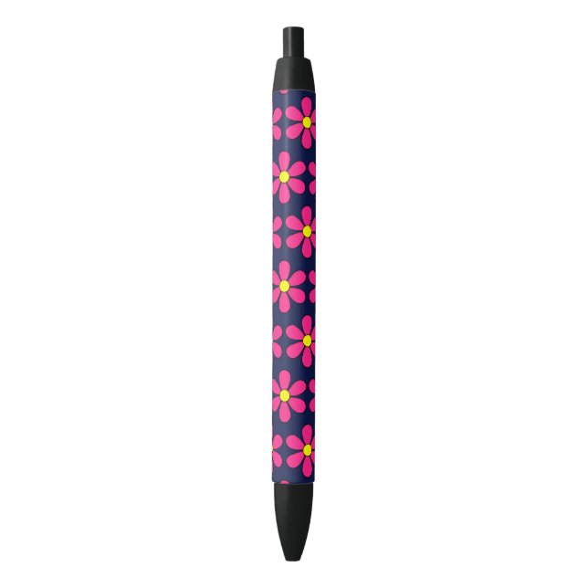 Stylo Noir Retro Flower Daisy Enseignant's Writing Pen Cadeau (devant Vertical)