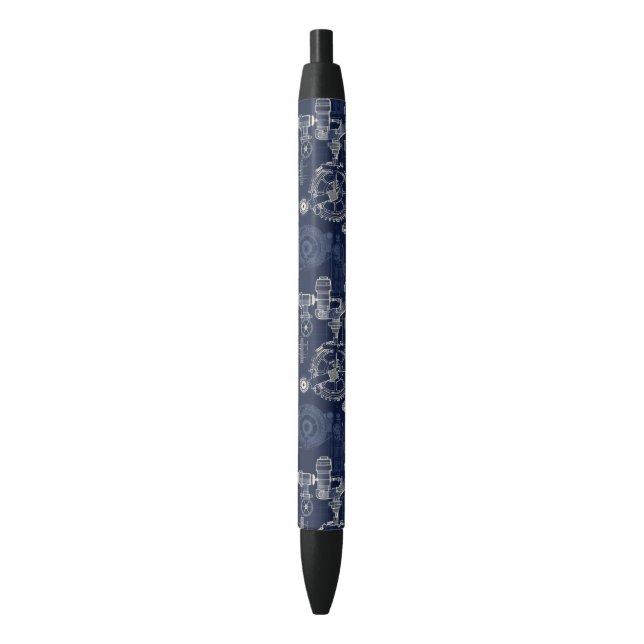 Stylo Noir Retro Industrial Blue print Engineering (devant Vertical)