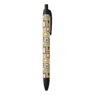 Stylo Noir Rétro motif avec des plats de cuisine pour le