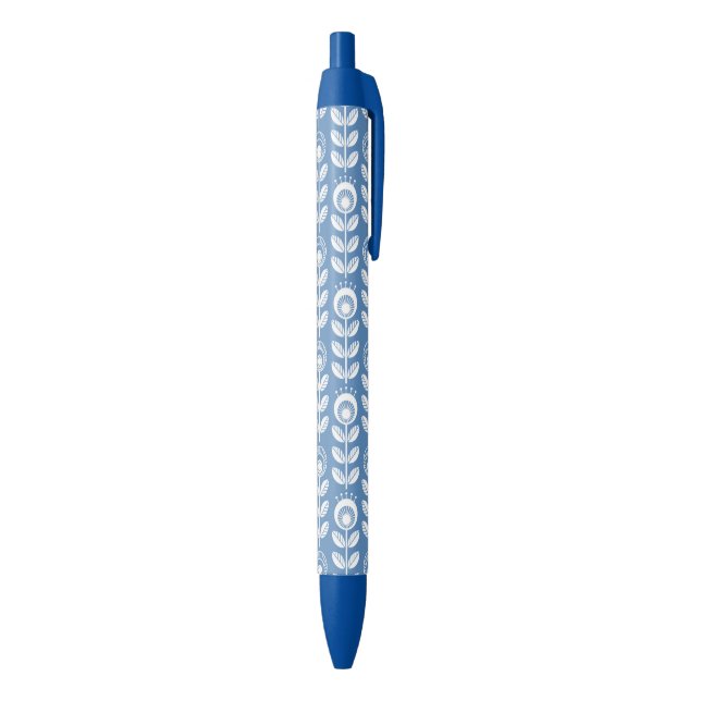 Stylo Noir Rétro motif bleu scandinave (Bas (Vertical))