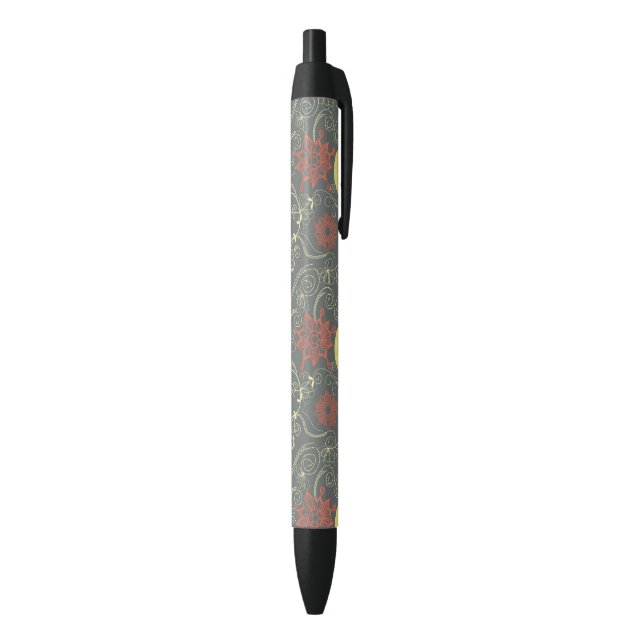 Stylo Noir Rétro motif floral 2 (Bas (Vertical))