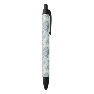 Stylo Noir Rétro motif floral avec des fleurs de viburnum