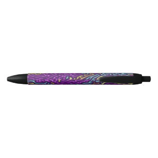 Stylo Noir Retro Neon Maze Motif - Arcade esthétique