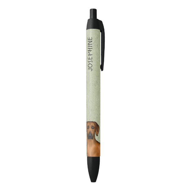 Stylo Noir Ridback Rhodésien Chien Brun Mignon Avec Nom Vert (Bas (Vertical))
