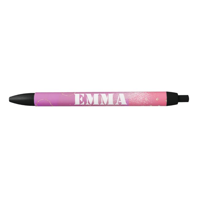 Stylo Noir Romantic glitter pink art (Devant)