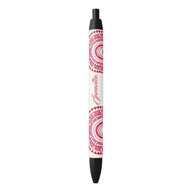 Stylo Noir Romantique Arc-en-ciel balayé Coeurs Valentines Jo (devant Vertical)