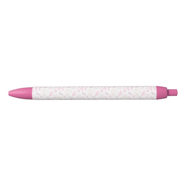 Stylo Noir Romantique Floral Love Motif (Devant)