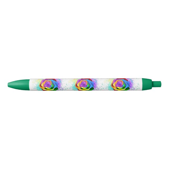 Stylo Noir Rose arc-en-ciel coloré (Devant)