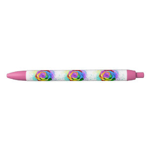 Stylo Noir Rose arc-en-ciel coloré