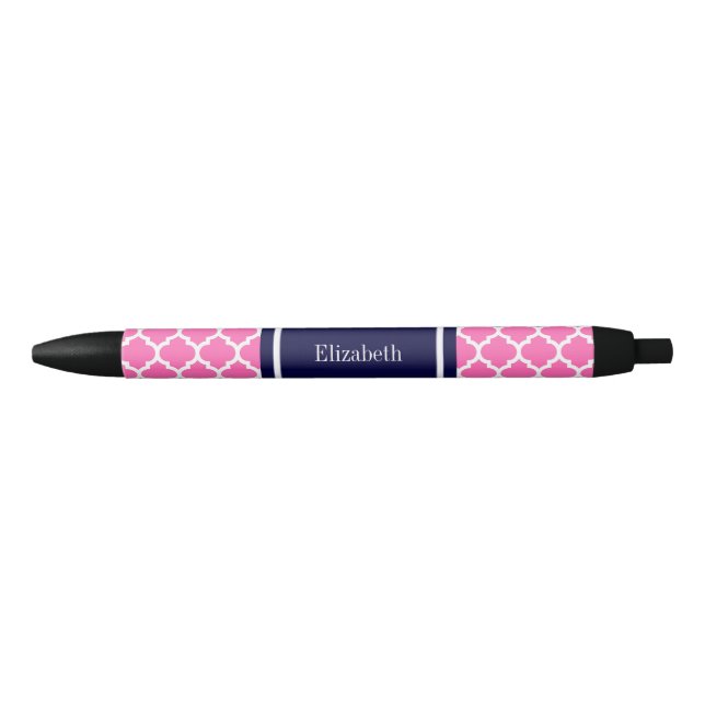 Stylo Noir Rose Chaud 2 Blanc Marocain #5 Bleu Marine Nom Mon (Devant)