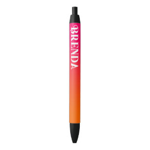 Stylo Noir Rose Clair et Dégradé Orange Personnalisé