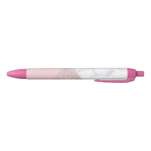 Stylo Noir Rose de marbre blanc de parties scintillantes