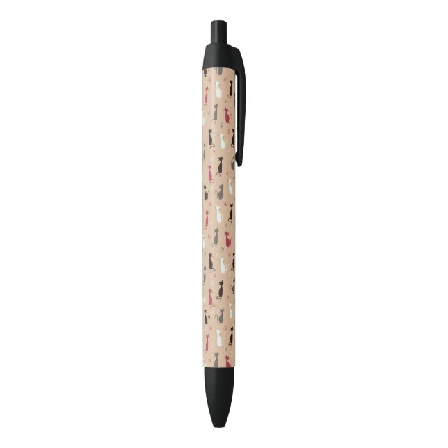 Stylo Noir rose de motif de chats (Bas (Vertical))