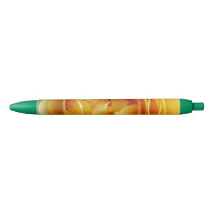 Stylo Noir rose et bouton de rose