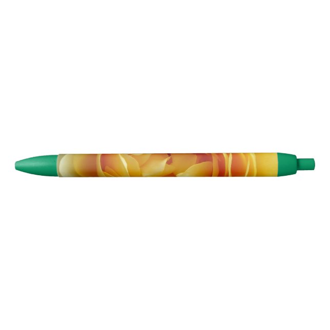 Stylo Noir rose et bouton de rose (Devant)