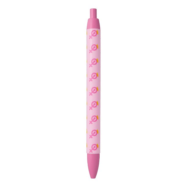 Stylo Noir Rose Féministe (devant Vertical)
