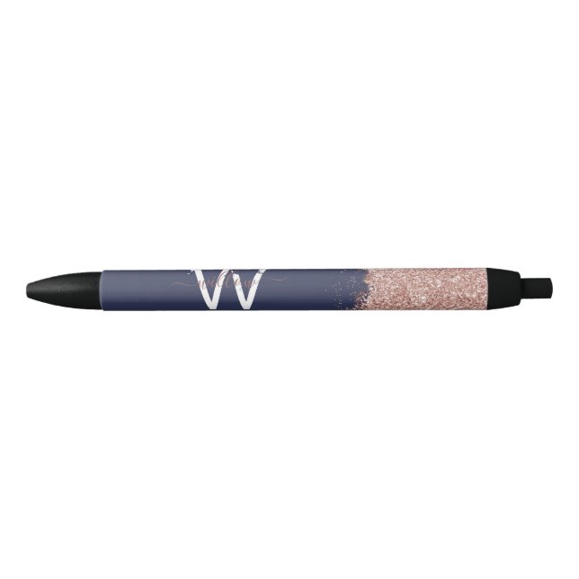 Stylo Noir Rose Gold Navy Blue Girl Parties scintillant pouss (Devant)