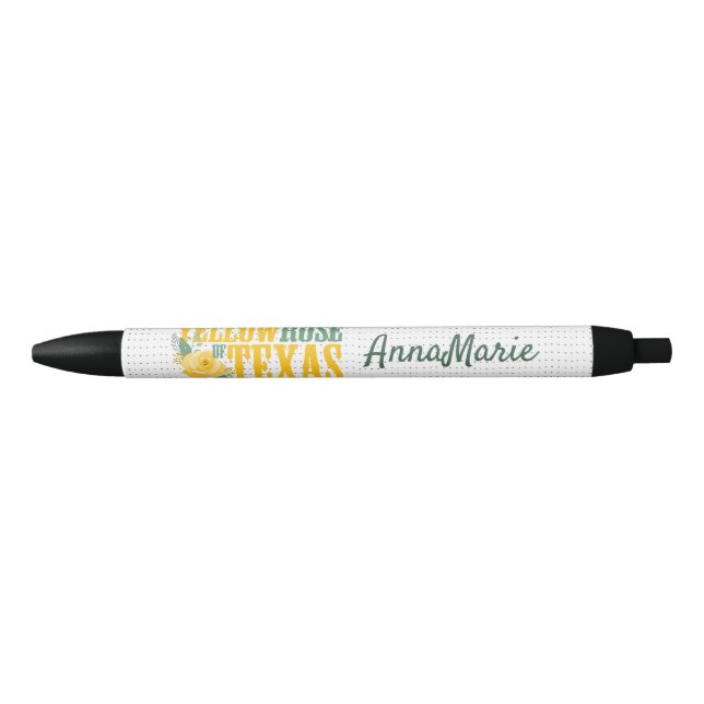 Stylo Noir Rose jaune du Texas - Rose unique (Devant)
