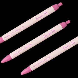 Stylo Noir Rose or rose nom Sweet 16