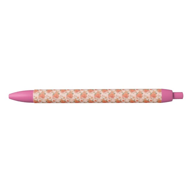 Stylo Noir rose pink orange floral pattern wedding spring (Devant)