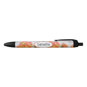 Stylo Noir Rose Roses Orange Rouge Jaune Nom de Filles