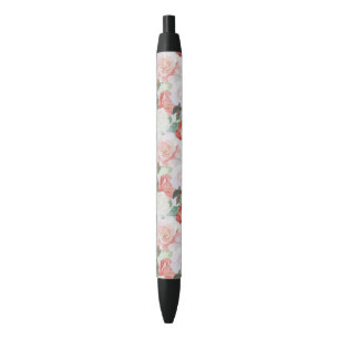Stylo Noir Roses blanches roses rouges Florales