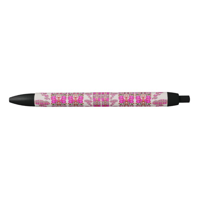 Stylo Noir Roses Florales Assorties (Devant)
