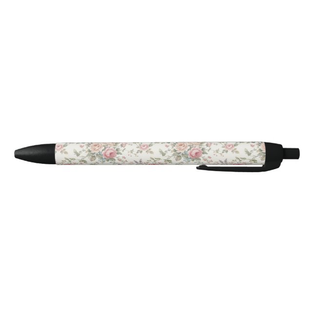 Stylo Noir Roses pastel élégant shabby chic (Bas)