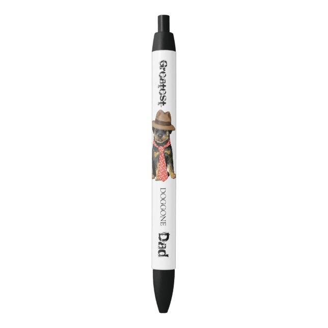 Stylo Noir Rottweiler Papa (devant Vertical)
