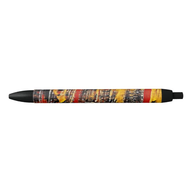 Stylo Noir Roue circulaire Abstraite rouge rouge noir (Devant)