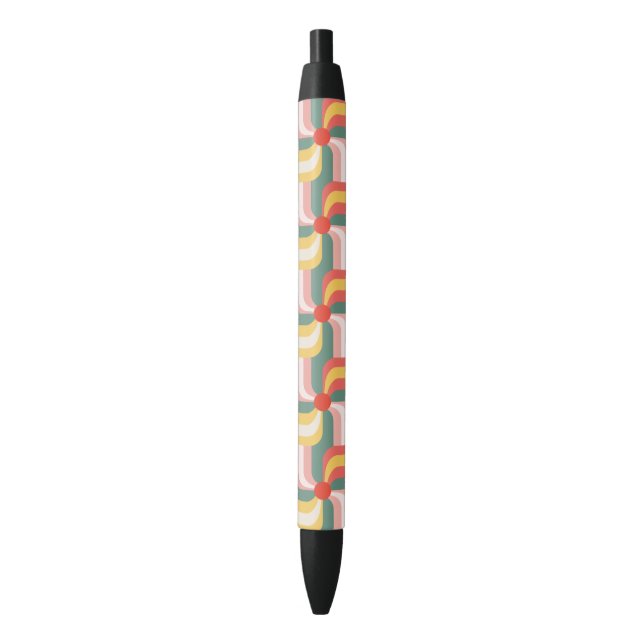 Stylo Noir Roues géométriques Abstraites colorées (devant Vertical)