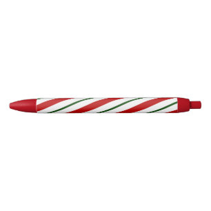 Stylo Noir Rouge blanc et vert Sucre de canne rayures Noël