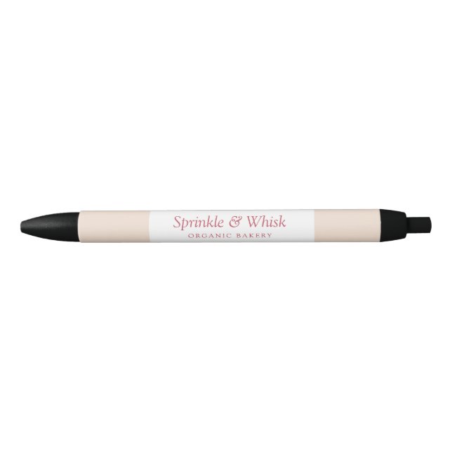 Stylo Noir Rouge Rétro Et Crème Bakery Cœurs Rayures (Devant)