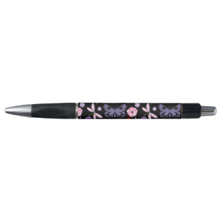 Stylo Noir, Rouge, Rose, Violet, libellules, Papillon
