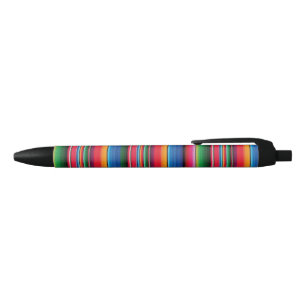 Stylo Noir Rouge Serape Saltillo traditionnelle mexicaine cou