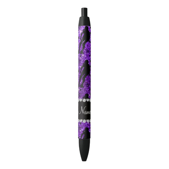 Stylo Noir Rouleau pourpre Derby de parties scintillantes (devant Vertical)